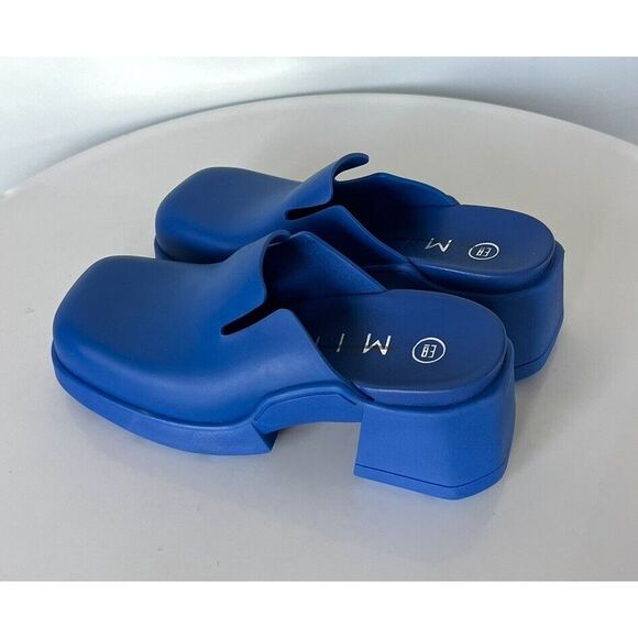 E8 By Miista Blissa Mule Slip On Rubber Clog Heels in Blue Size 36 NEW $265 - Picture 4 of 7